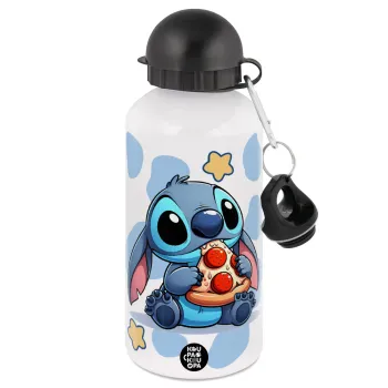 Stitch Pizza, Μεταλλικό παγούρι νερού, Λευκό, αλουμινίου 500ml