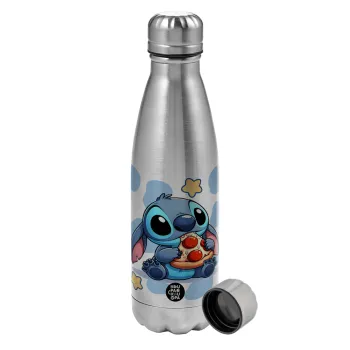 Stitch Pizza, Metallic water bottle, stainless steel, 750ml