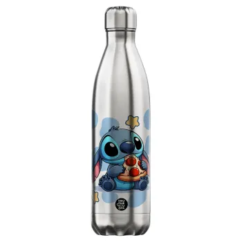 Stitch Pizza, Μεταλλικό παγούρι θερμός Inox (Stainless steel), διπλού τοιχώματος, 750ml