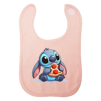 Stitch Pizza, Σαλιάρα με Σκρατς ΡΟΖ 100% Organic Cotton (0-18 months)