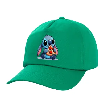 Stitch Pizza, Children's Baseball Cap, 100% Cotton Twill, Green (COTTON, CHILDREN'S, UNISEX, ONE SIZE)