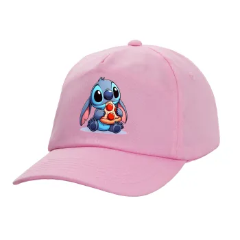 Stitch Pizza, Casual children's baseball cap, 100% Cotton Twill, PINK (COTTON, CHILDREN'S, ONE SIZE)