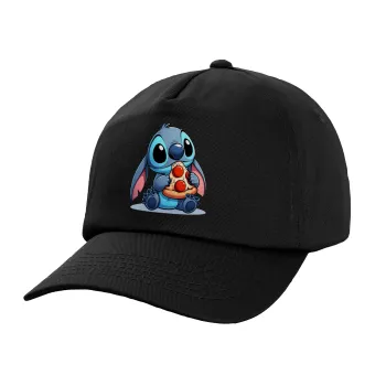 Stitch Pizza, Καπέλο Ενηλίκων Baseball, 100% Βαμβακερό,  Μαύρο (ΒΑΜΒΑΚΕΡΟ, ΕΝΗΛΙΚΩΝ, UNISEX, ONE SIZE)