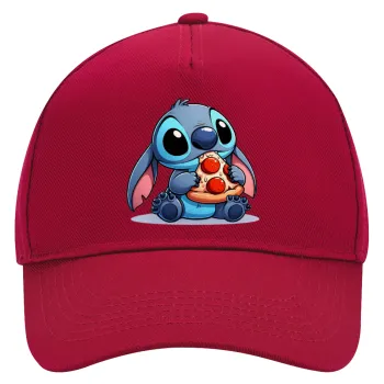 Stitch Pizza, Καπέλο Ενηλίκων Ultimate ΚΟΚΚΙΝΟ, (100% ΒΑΜΒΑΚΕΡΟ DRILL, ΕΝΗΛΙΚΩΝ, UNISEX, ONE SIZE)