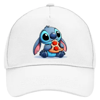 Stitch Pizza, Καπέλο Ενηλίκων Baseball, Drill, Λευκό (100% ΒΑΜΒΑΚΕΡΟ, ΕΝΗΛΙΚΩΝ, UNISEX, ONE SIZE)