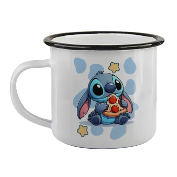 Stitch Pizza, Κούπα εμαγιέ με μαύρο χείλος 360ml