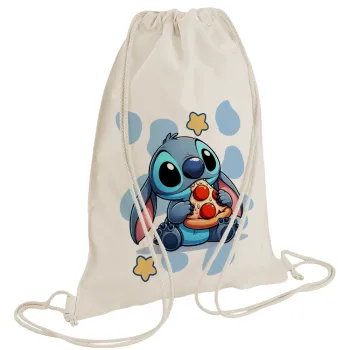 Stitch Pizza, Τσάντα πλάτης πουγκί GYMBAG natural (28x40cm)