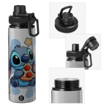 Stitch Pizza, Metallic water bottle with safety cap, 850ml aluminum