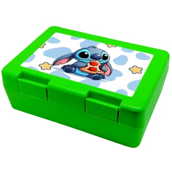 Stitch Pizza, Παιδικό δοχείο κολατσιού ΠΡΑΣΙΝΟ 185x128x65mm (BPA free πλαστικό)