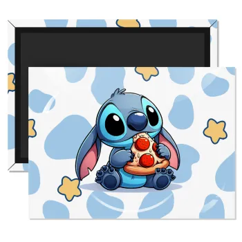 Stitch Pizza, Ορθογώνιο μαγνητάκι ψυγείου διάστασης 9x6cm