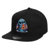 Children's Flat Snapback Hat, Black (100% COTTON, CHILD, UNISEX, ONE SIZE)