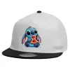Child's Flat Snapback Hat, White (100% COTTON, CHILDREN'S, UNISEX, ONE SIZE)