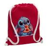 Τσάντα πλάτης πουγκί GYMBAG Κόκκινη, με τσέπη (40x48cm) & χονδρά κορδόνια