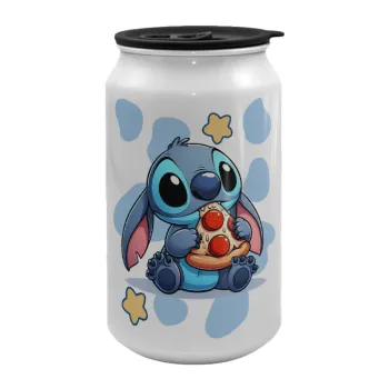 Stitch Pizza, Κούπα ταξιδιού μεταλλική με καπάκι (tin-can) 500ml