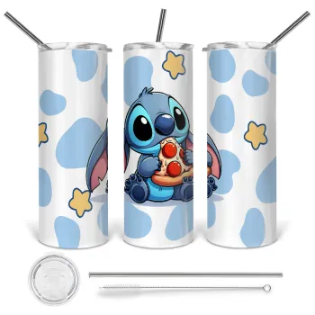 Stitch Pizza, Tumbler stainless steel 600ml, with metal straw & cleaning brush