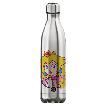 Princess Peach, Μεταλλικό παγούρι θερμός Inox (Stainless steel), διπλού τοιχώματος, 750ml