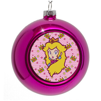 Princess Peach, Purple Christmas tree ornament bauble 8cm