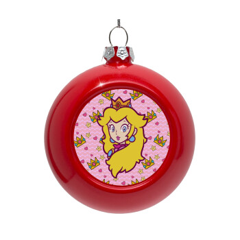 Princess Peach, Red Christmas tree ornament bauble 8cm