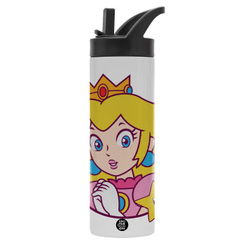 Princess Peach, Water bottle - 600 ml beverage bottle with a lid with a handle