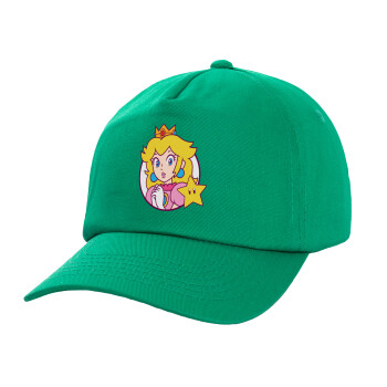 Princess Peach, Καπέλο παιδικό Baseball, 100% Βαμβακερό Twill, Πράσινο (ΒΑΜΒΑΚΕΡΟ, ΠΑΙΔΙΚΟ, UNISEX, ONE SIZE)
