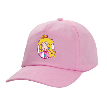 Princess Peach, Καπέλο παιδικό casual μπειζμπολ, 100% Βαμβακερό Twill, ΡΟΖ (ΒΑΜΒΑΚΕΡΟ, ΠΑΙΔΙΚΟ, ONE SIZE)