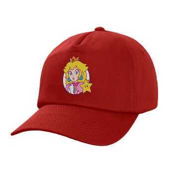 Princess Peach, Καπέλο παιδικό Baseball, 100% Βαμβακερό Twill, Κόκκινο (ΒΑΜΒΑΚΕΡΟ, ΠΑΙΔΙΚΟ, UNISEX, ONE SIZE)