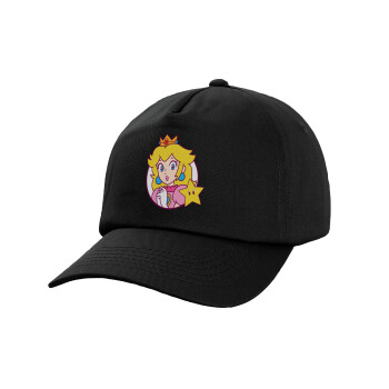 Princess Peach, Καπέλο παιδικό Baseball, 100% Βαμβακερό,  Μαύρο