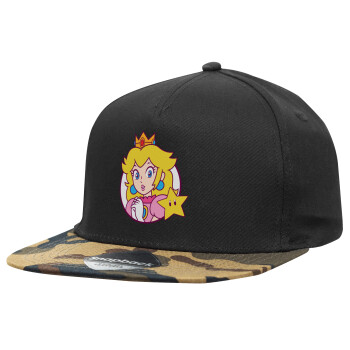 Princess Peach, Καπέλο Ενηλίκων Flat Snapback Μαύρο/Παραλλαγή, (100% ΒΑΜΒΑΚΕΡΟ TWILL, ΕΝΗΛΙΚΩΝ, UNISEX, ONE SIZE)