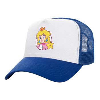 Princess Peach, Καπέλο Ενηλίκων Structured Trucker, με Δίχτυ, ΛΕΥΚΟ/ΜΠΛΕ (100% ΒΑΜΒΑΚΕΡΟ, ΕΝΗΛΙΚΩΝ, UNISEX, ONE SIZE)