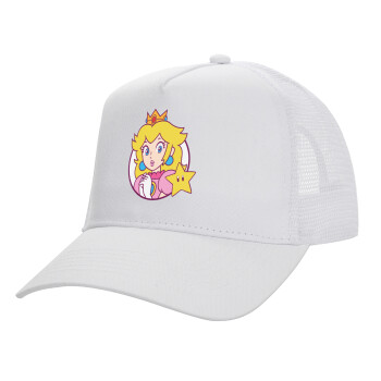 Princess Peach, Καπέλο Ενηλίκων Structured Trucker, με Δίχτυ, ΛΕΥΚΟ (100% ΒΑΜΒΑΚΕΡΟ, ΕΝΗΛΙΚΩΝ, UNISEX, ONE SIZE)