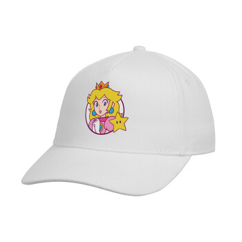 Princess Peach, Καπέλο Ενηλίκων Baseball, Drill, Λευκό (100% ΒΑΜΒΑΚΕΡΟ, ΕΝΗΛΙΚΩΝ, UNISEX, ONE SIZE)