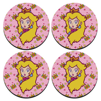 Princess Peach, ΣΕΤ 4 Σουβέρ ξύλινα στρογγυλά (9cm)