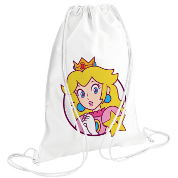 Princess Peach, Τσάντα πλάτης πουγκί GYMBAG λευκή (28x40cm)