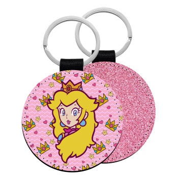 Princess Peach, Μπρελόκ Δερματίνη, στρογγυλό ΡΟΖ (5cm)