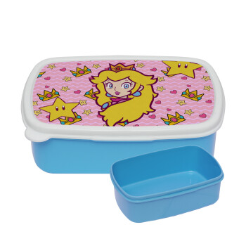 Princess Peach, ΜΠΛΕ παιδικό δοχείο φαγητού (lunchbox) πλαστικό (BPA-FREE) Lunch Βox M18 x Π13 x Υ6cm
