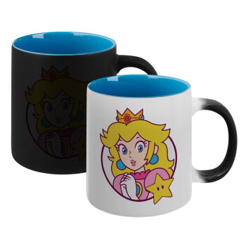 Princess Peach, Κούπα Μαγική εσωτερικό μπλε, κεραμική 330ml που αλλάζει χρώμα με το ζεστό ρόφημα