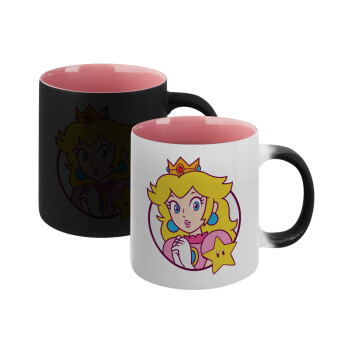 Princess Peach, Κούπα Μαγική εσωτερικό ΡΟΖ, κεραμική 330ml που αλλάζει χρώμα με το ζεστό ρόφημα