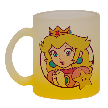 Princess Peach, Κούπα γυάλινη δίχρωμη με βάση το κίτρινο ματ, 330ml
