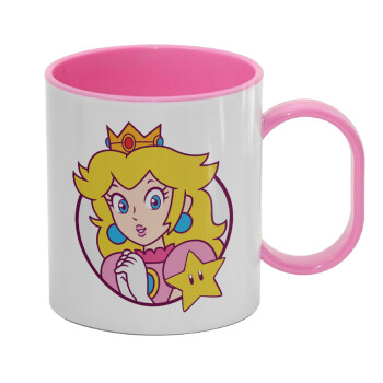Princess Peach, Κούπα (πλαστική) (BPA-FREE) Polymer Ροζ για παιδιά, 330ml