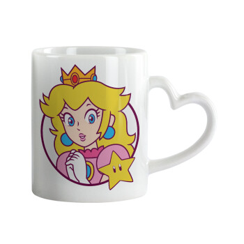 Princess Peach, Mug heart handle, ceramic, 330ml