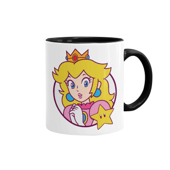 Princess Peach, Mug colored black, ceramic, 330ml