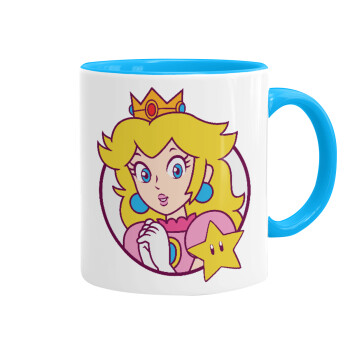 Princess Peach, Mug colored light blue, ceramic, 330ml