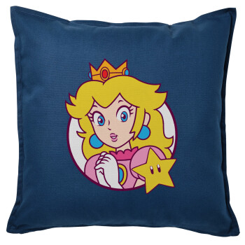 Princess Peach, Μαξιλάρι καναπέ Μπλε 100% βαμβάκι, περιέχεται το γέμισμα (50x50cm)