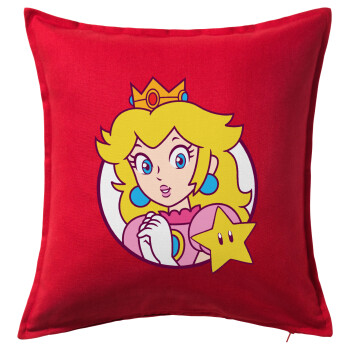 Princess Peach, Sofa cushion RED 50x50cm includes filling
