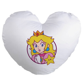 Princess Peach, Μαξιλάρι καναπέ καρδιά 40x40cm περιέχεται το  γέμισμα