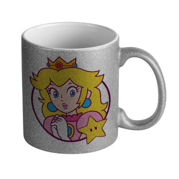 Princess Peach, Κούπα Ασημένια Glitter που γυαλίζει, κεραμική, 330ml