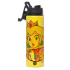 Metallic water bottle with safety lid, 850ml aluminum