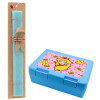 Easter Set, children's snack container BLUE & Easter aromatic flat candle (30cm) (TURQUOISE)