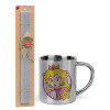 Easter Set, metallic thermal cup (300ml) & Easter aromatic flat candle (30cm) (GRAY)