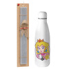 Easter Set, metallic stainless thermos bottle (500ml) & scented flat Easter candle (30cm) (GRAY)